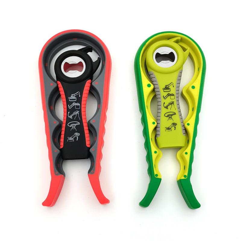 

Открывалка для банок с резиновой накладкой, открывалка для крышек банок, многофункциональная открывалка для банок 5 в 1, набор для открывания бутылок с силиконовой ручкой, простой в использовании