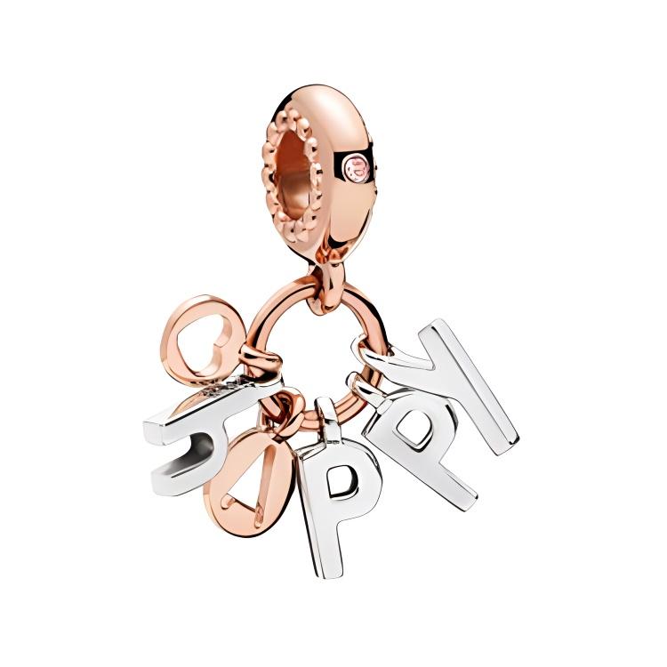 

Pandora Rose Gold Happy Charm Letter 3D Shape Pendant Women pendant 787017NPO Box