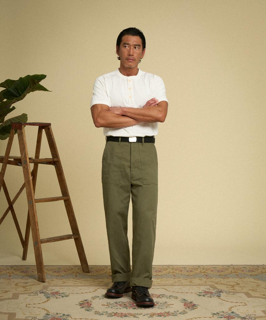 Beulonseun 10.6 Oz Cotton Short Sleeve Henley Tee White