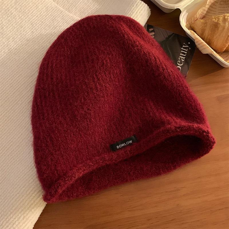 Pile hat women's autumn and winter crimping cold hat retro winter warm knitted hat