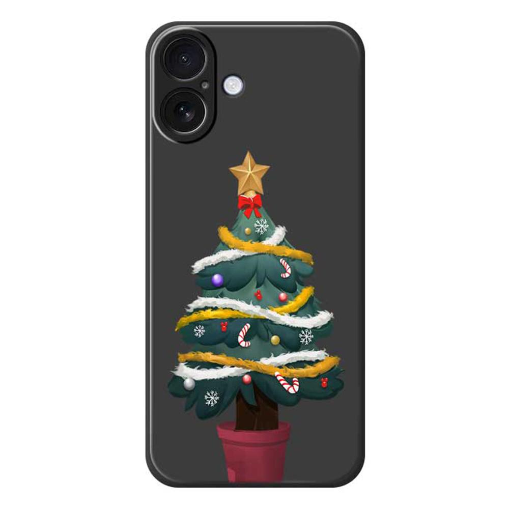 For iPhone 17 Case Christmas Tree Potted Plants Pattern Printing Straight Edge TPU Phone Back Cover