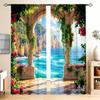2pcs European-style Arches Beautiful Natural Landscape Curtain, Artistic Home Decoration Curtains, All Season Decorative Curtains