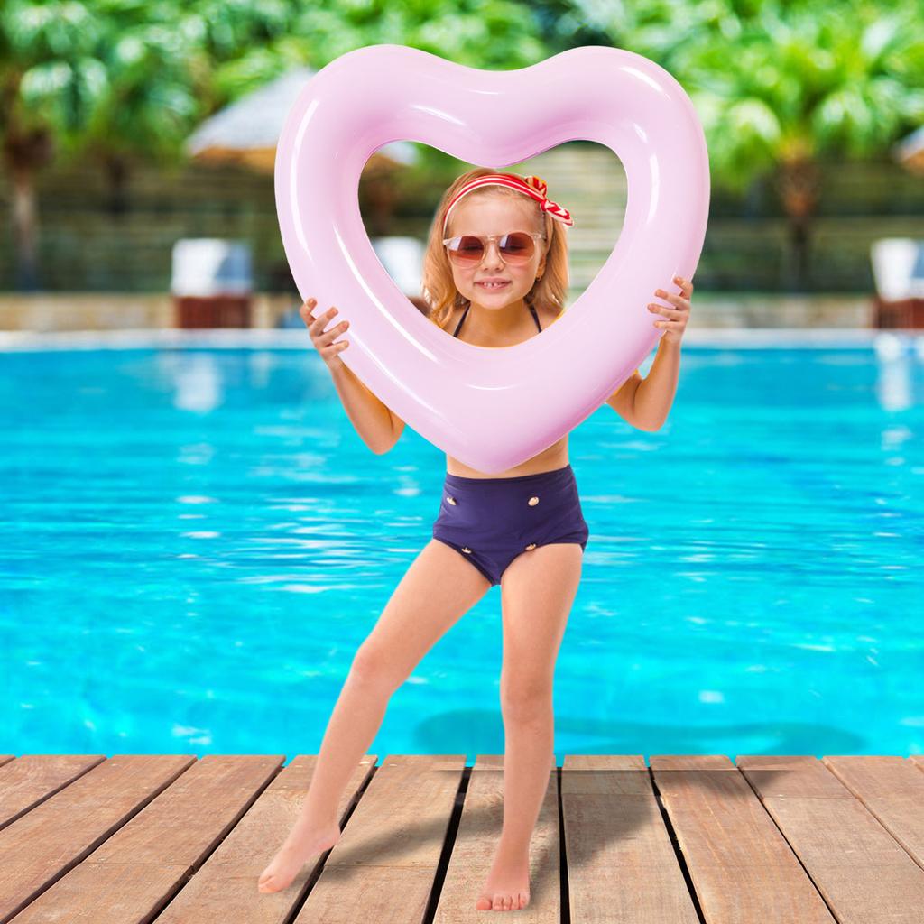 Love Swimming Ring Inflatable Heart Kid Funny Beach Pool Float Floating Object Pvc Tube Heart Shaped Inflatable Circle Life Buoy