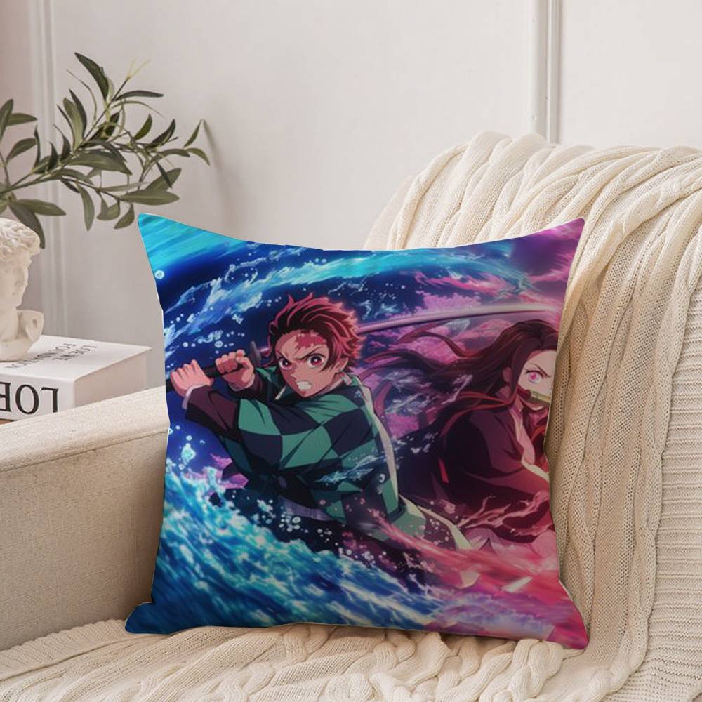 Anime Demon Slayer Kamado Tanjirou Kamado Nezuko Pillow Case Home Decor Throw For Sofa Bed Car Room Decor Gift Idea