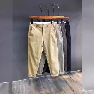Slim Fit Freizeithose für Herren im koreanischen Stil – einfarbig, gerades Bein, Länge 9/10