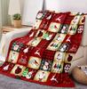 Portable Flannel Christmas Theme Blanket Elk Pattern Warm Single Throw Blanket Skin-friendly Santa Claus Nap Blanket Office