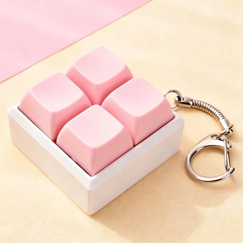 Mini 4 Keys Mechanical Keyboard Fidget Keychain Satisfying Click Sound Unique Gift for Keyboard Enthusiasts Friends