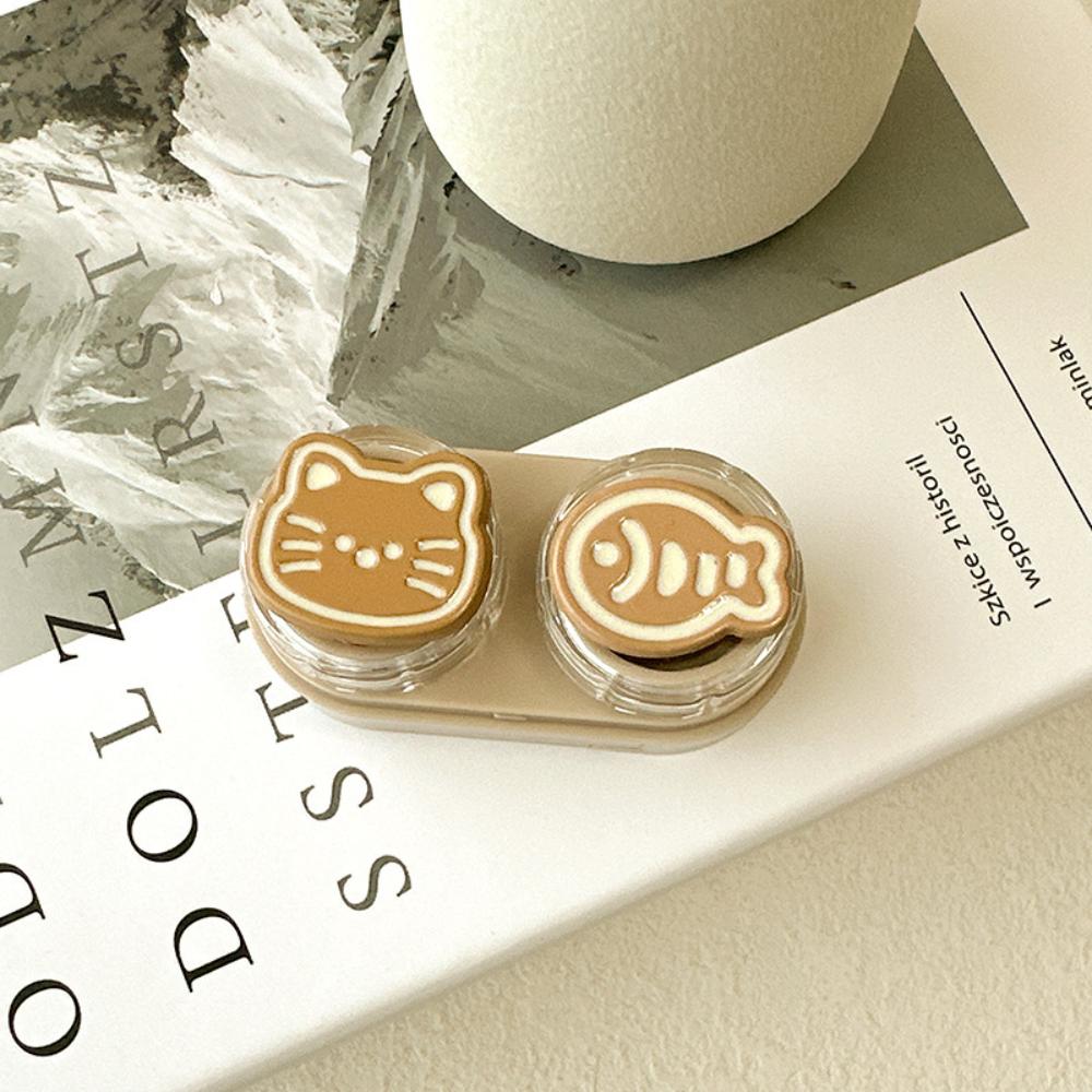 

Cute Cartoon Cat Fish Contact Lens Case Women Girls Portable Mini Contact Lenses Storage Container Box with Tweezers Suction Kit