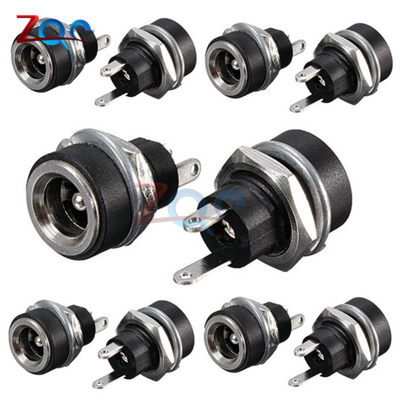 10PCS DC Power Connector Pin 2.1x5.5mm Female Plug Jack + Male Plug Jack Socket Adapter