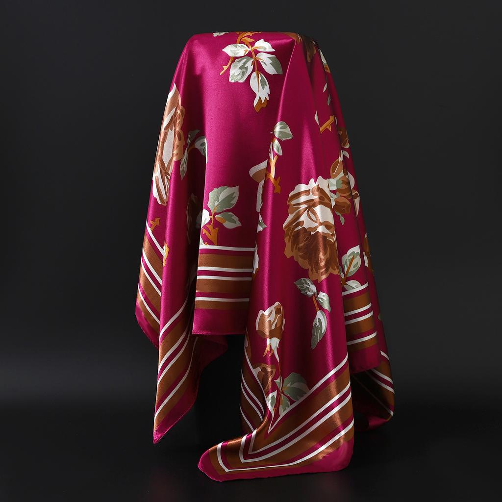 Europe America Kerchief Four Seasons Popular Silk Scarves Luxury Style Sunscreen Square Shawls New Fashion 90X90CM Headcloth