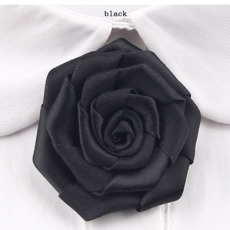 Vintage Simple Black Rose Corsage Brooch Mourning Brooches Shirt Neck Tie Brooch Women Clothing Collar Pin Accessories