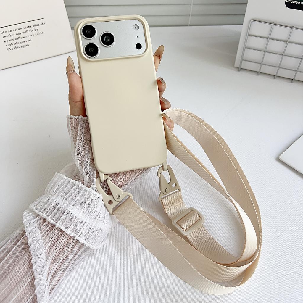 Crossbody Lanyard Matte Silicone Soft Case For iPhone 17 Pro Max 16 12 11 15 Pro 13 14 Plus Necklace Strap Shockproof Cover