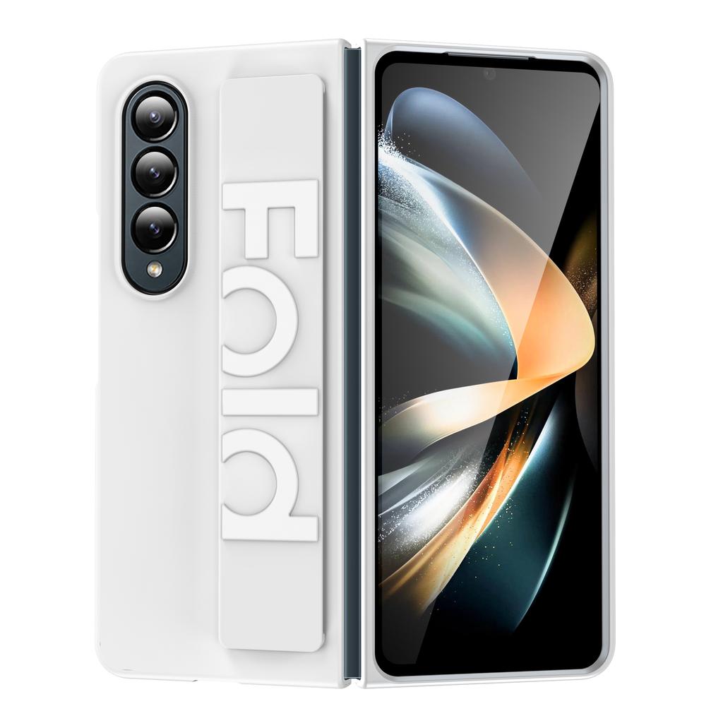 Luxury Silicone Elastic Wrist Strap Folding Case For Samsung Galaxy Z Fold 5 4 3 5G Ultra Thin Matte Clear Shockproof Hard Cover
