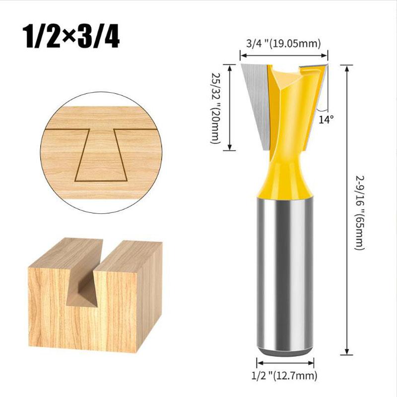 1Pc 6.35mm 12.7mm Shank Dovetail Joint Router Bits Set Dovetail Joint Router Bits Set 14 Degree Milling Cutter For Wood