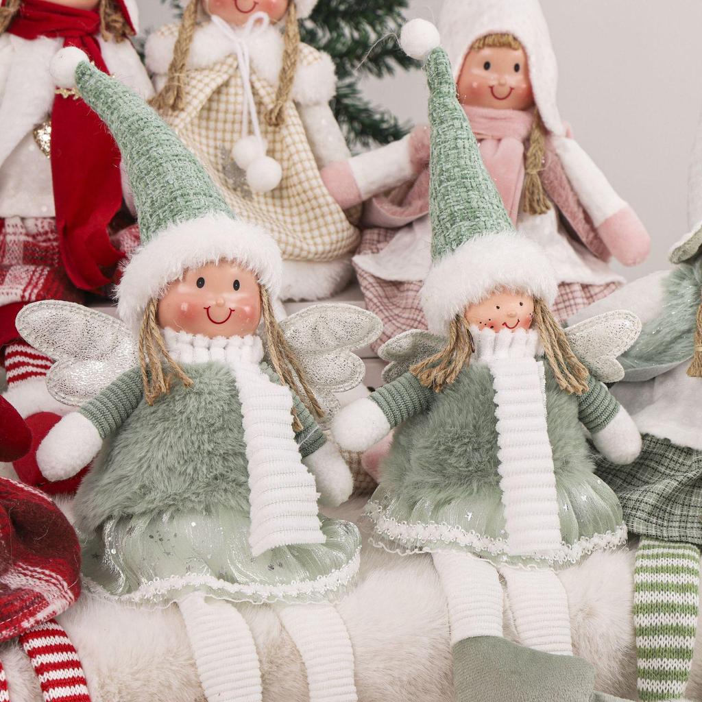 LED Christmas Angel Doll with Retractable Legs - Cute Holiday Elf Decoration