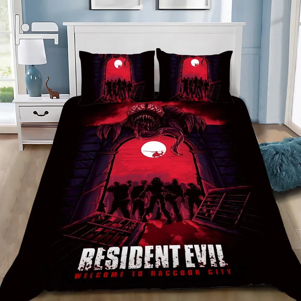 

3D Печать Пододеяльник Наволочка Resident Evil Комплект Постельного Белья Взрослый Мальчик Девочка Спальня Декор Детский Подарок Односпальный Двуспальный Большой EU Single(135*200cm)3pcs