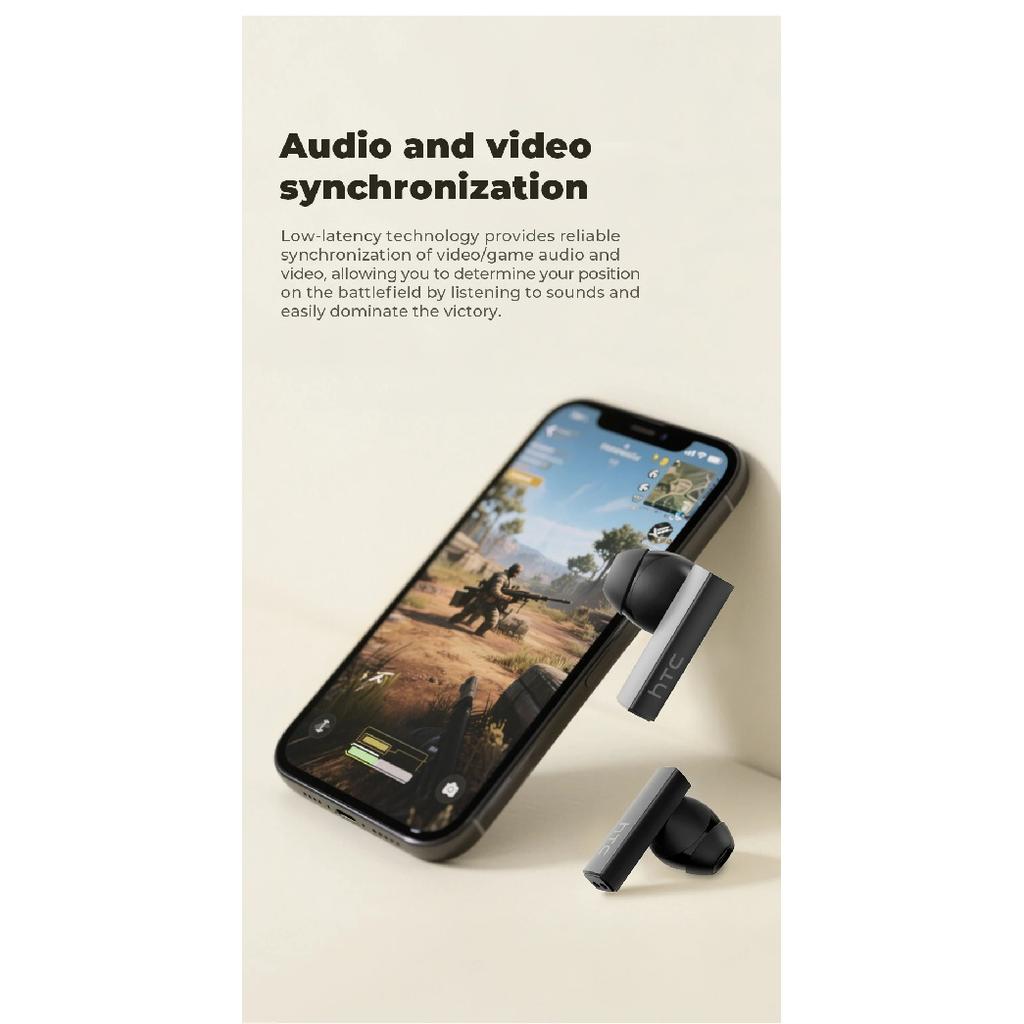 Headphones Bluetooth 5.2 TWS HTC Wireless Earphones Sports Earbuds With Microphone Full HD LCD Display Control Music Headset