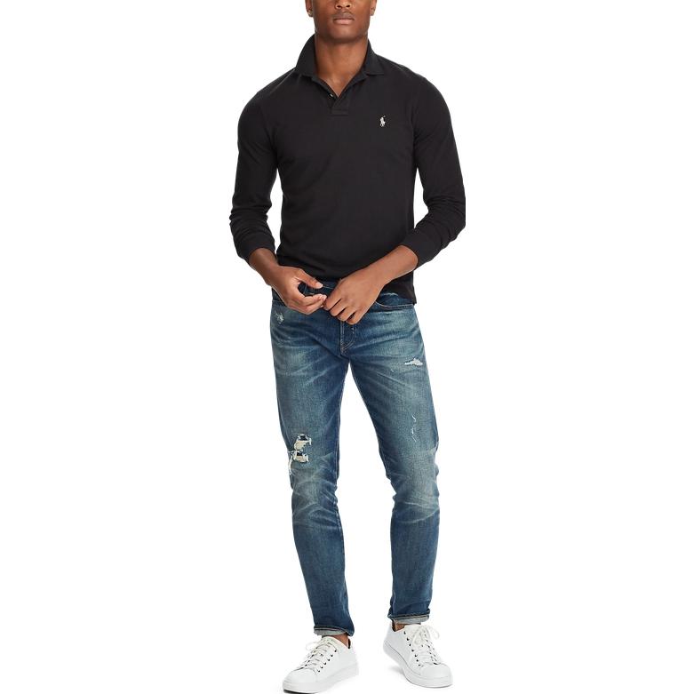 Polo Ralph Lauren Classic Solid Color Cotton Long Sleeve Polo Shirt Men Tops Black MNPOKNI16820115-001