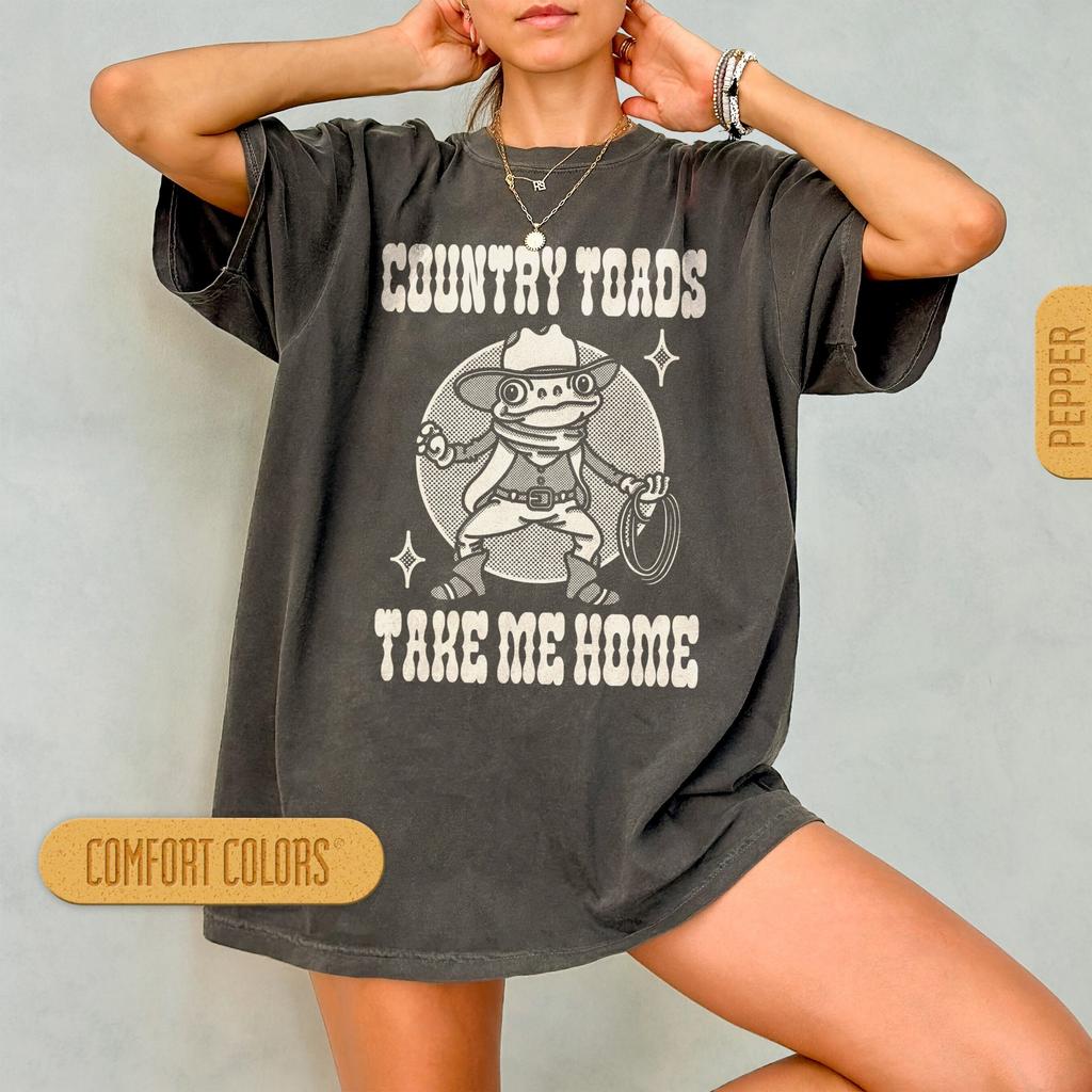 Cowboy Frog Shirt, Unisex Western Comfort Colors T-shirt, Funny Froggy Graphic Tee, Country Toad Tshirt, Retro Frog Lover Shirt, Illustrated
