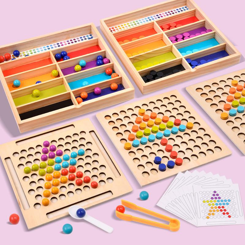 Wooden Bead Sorting Toy For Toddlers Hand Eye Coordination Development Educational Gift