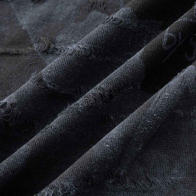 Men's Plus Size Summer Distressed Jacquard T-Shirt