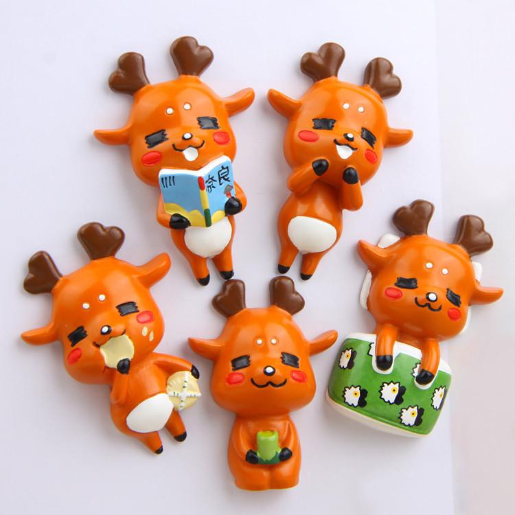 Cute Cartoon Reading Drinking Tea Eating Food Deer Magnetic Decor Refrigerator