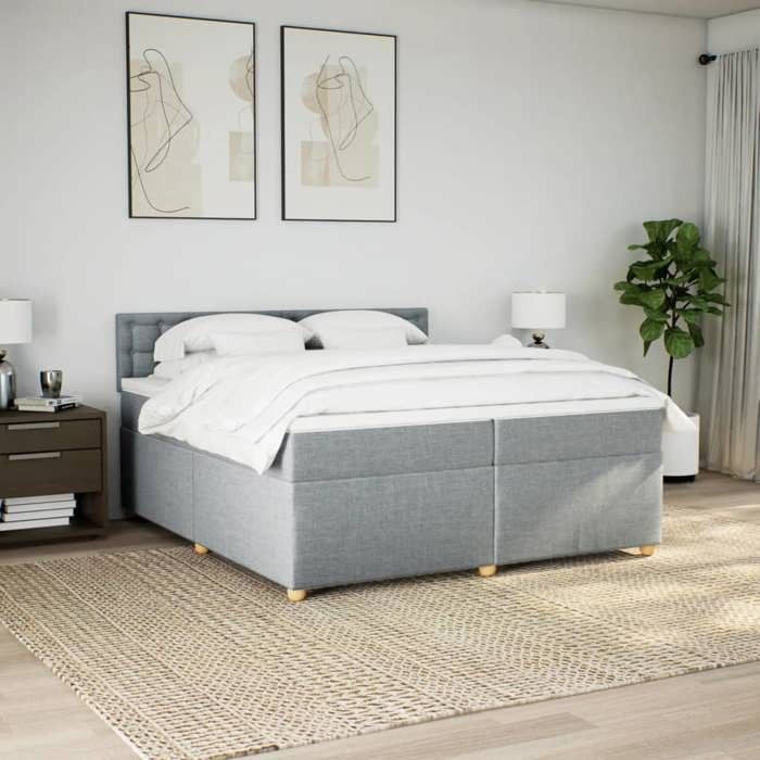 Maison Exclusive - Sommier à lattes de lit avec matelas Gris clair 200x200cm Tissu