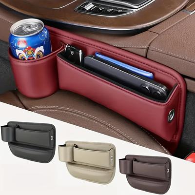 1 Stück, Vier Farben verfügbar Auto Sitzlücken Aufbewahrungsbox Wasserbecherhalter Multifunktionaler Organizer Aufbewahrungstasche für Fahrerseite