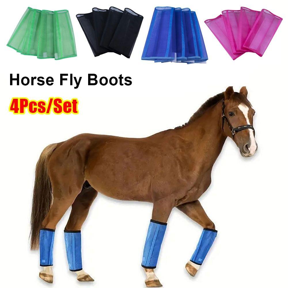 4Pcs/Set Plastic Mesh Fly Boots Riding Horse Leggings New Horse Leg Wraps  for Mosquito Bites Proof