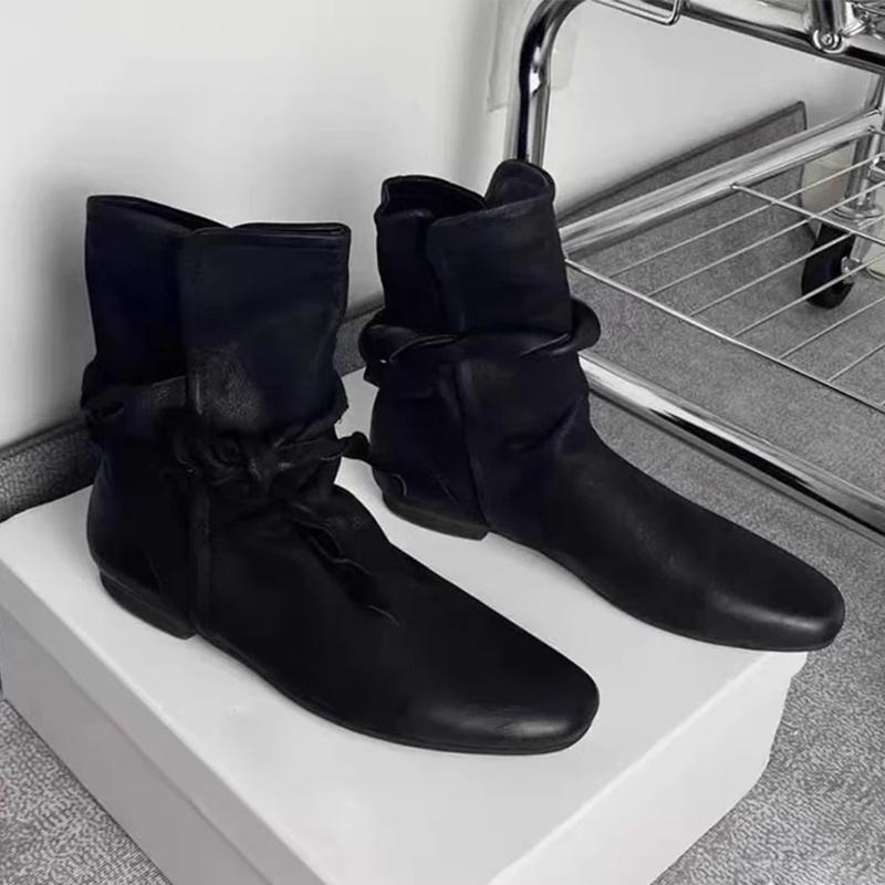 

Ботильоны женские на плоской подошве из кожи, дизайнерская зимняя мода 2024 года, новые повседневные мягкие удобные кроссовки для ходьбы женские челси снежные ботинки 40 чёрный