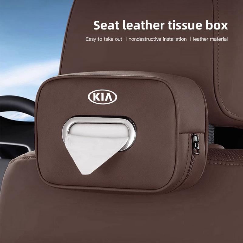 YDHM8 Car Tissue Box Holder Leather Car Armrest Napkin Case Sun Visor Backseat Bag For Kia Ceed Rio Niro Stonic K7 K5 K8 XCeed Soul K9