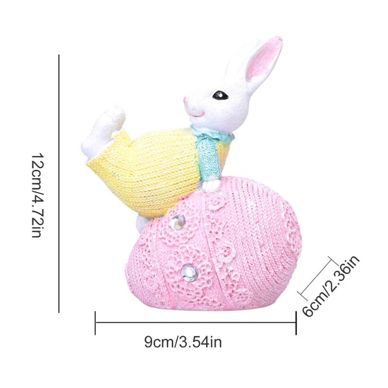 Hand Paint Resin Rabbit Figurine Desk Decoration With Unique Eggs Designs Rabbit Statues For Home Or Offices Space