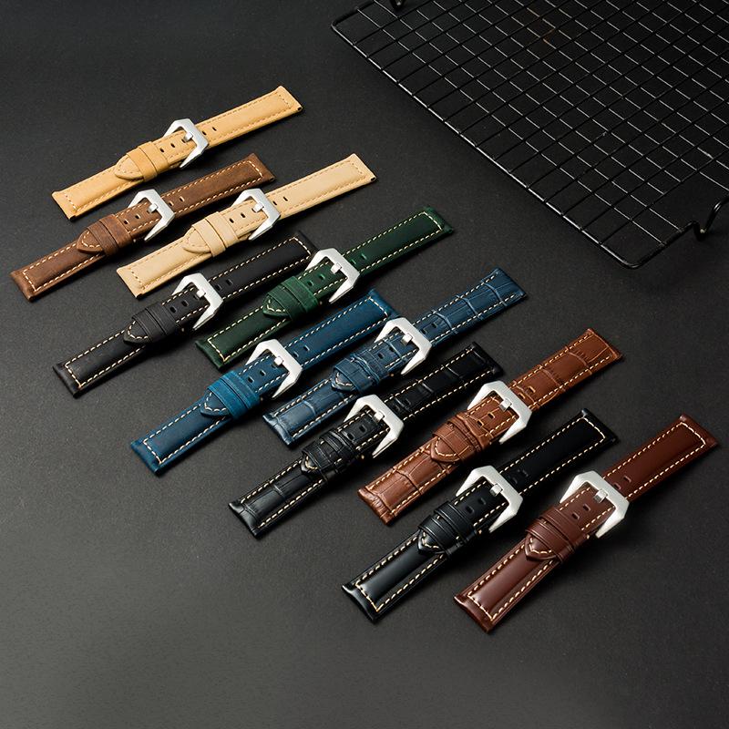 Crazy Horse Leather Frosted Retro Watch Strap 22/24/26mm - European & American Style