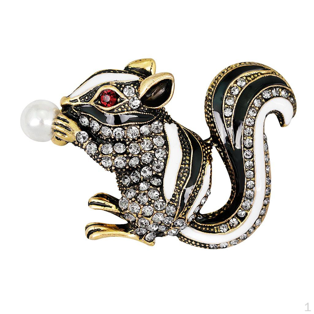 Shiny Crystal Lovely Squirrel Animal Alloy Brooch Pin Women Jewelry