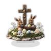Easters Decorations Easters Eggs Bunnies Figurines Spring Decors Acrylic Rabbit Statue Home Farmhouses Tabletop Decors
