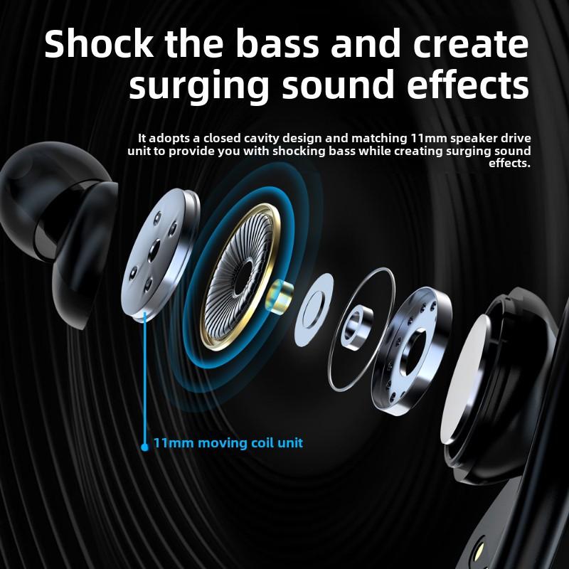 Casque Bluetooth Tws Étanche à Réduction de Bruit à Oreillette Suspendue Tactile Empreinte Digitale Smart Étanche IPX7 Casque à Longue Autonomie