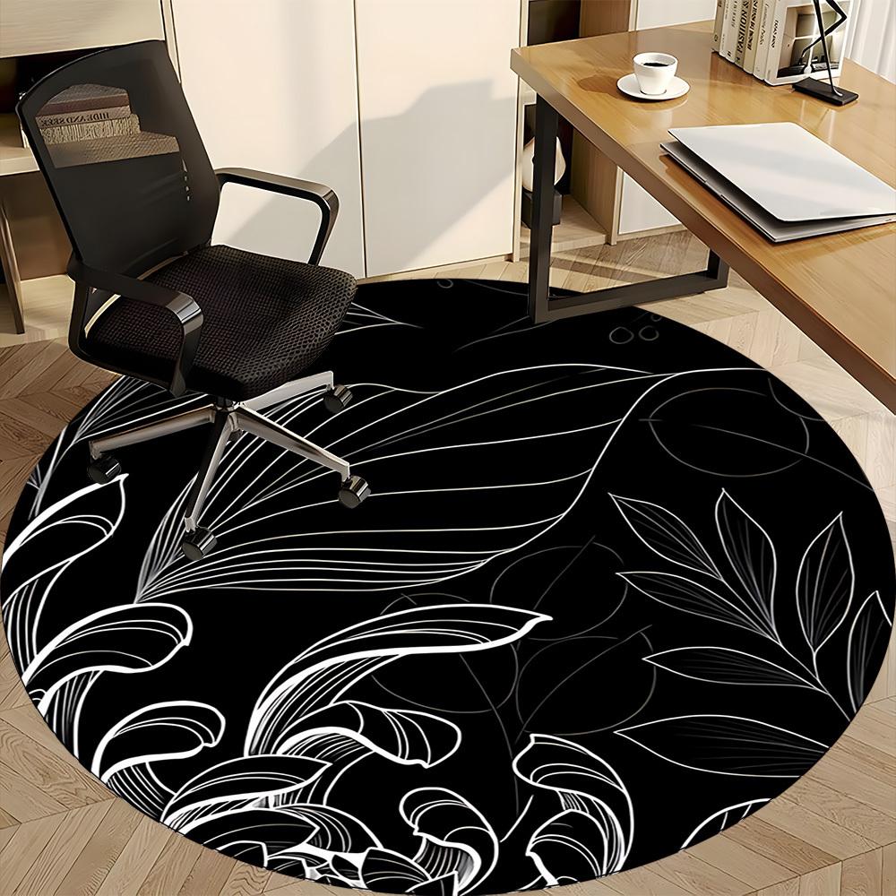 1pc Leaf Nature Office Round Area Rug, Under Office Chairs Bedroom Living Room Home Decor, Room Deco, Available In Various Sizes 031