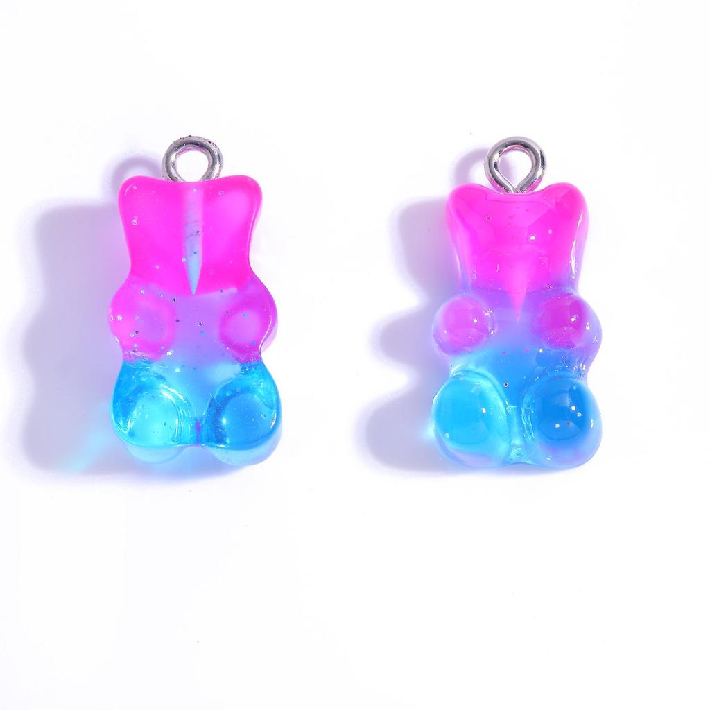 Colorful Transparent Bear Resin Pendant for DIY Jewelry and Keychains