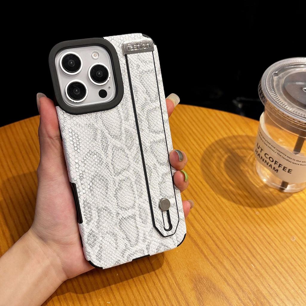 Suitable for Iphone16promax, Snake-patterned Phone Case, Apple 15 Wristband Stand, 14 Magnetic Protective Case