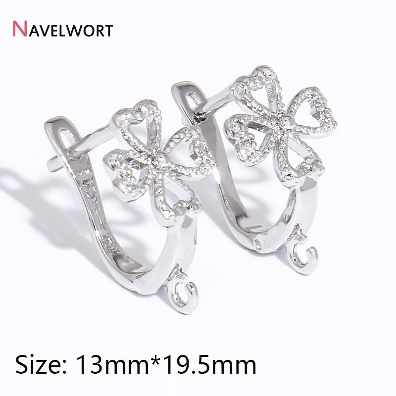 18K Gold Plated Brass Metal Earwires Basic Fasteners,Earring Fixtures,Inlaid Zircon Earring Hooks,Earring Making Supplies