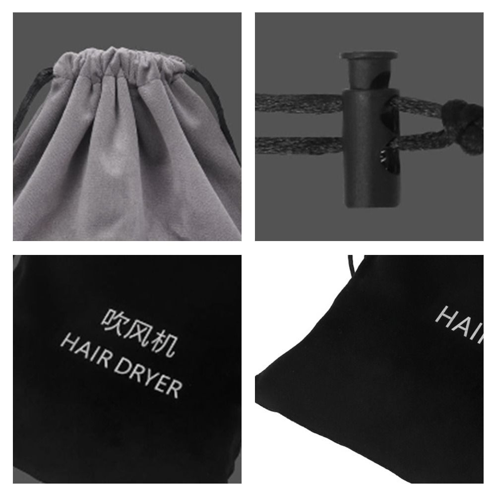 Flannel Hair Dryer Storage Bag Foldable Large Capacity Hair Curler Protective Cover Dustproof Soft Drawstring Carrying Case