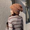 55-59cm Strickmütze Hoher Stretch Beanie Niedlich Einheitsgröße Verspielt Dickes Garn Wärme Handgefertigt Häkeln Mode Mehrfarbig