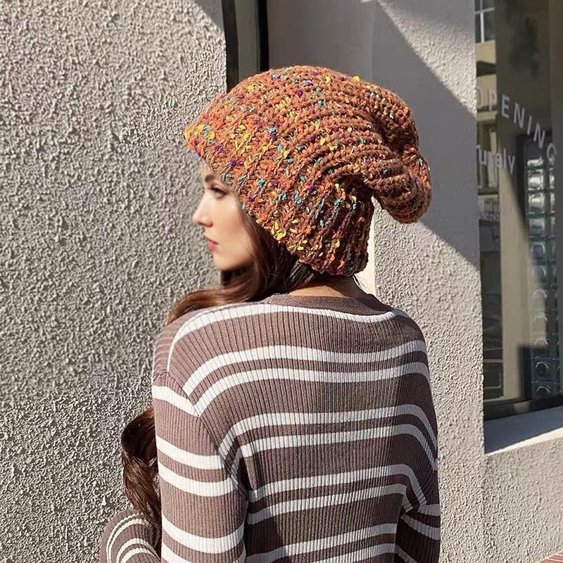 55-59cm Strickmütze Hoher Stretch Beanie Niedlich Einheitsgröße Verspielt Dickes Garn Wärme Handgefertigt Häkeln Mode Mehrfarbig