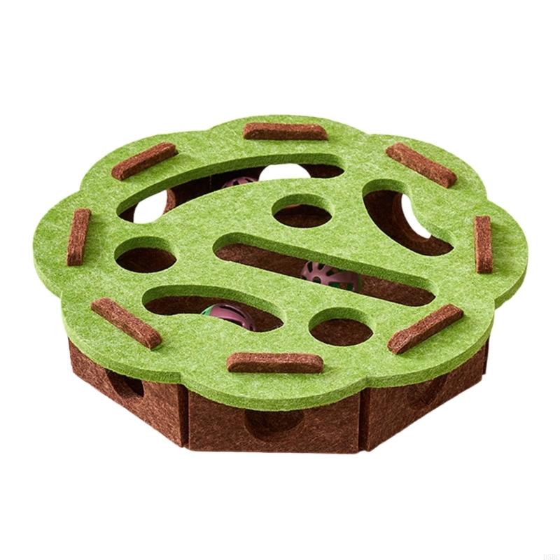 Multiple Cats Enrichment Puzzle Toy with Maze Design Multiple Holes Felt Indoor Entertainment Kitten Exercise Toy