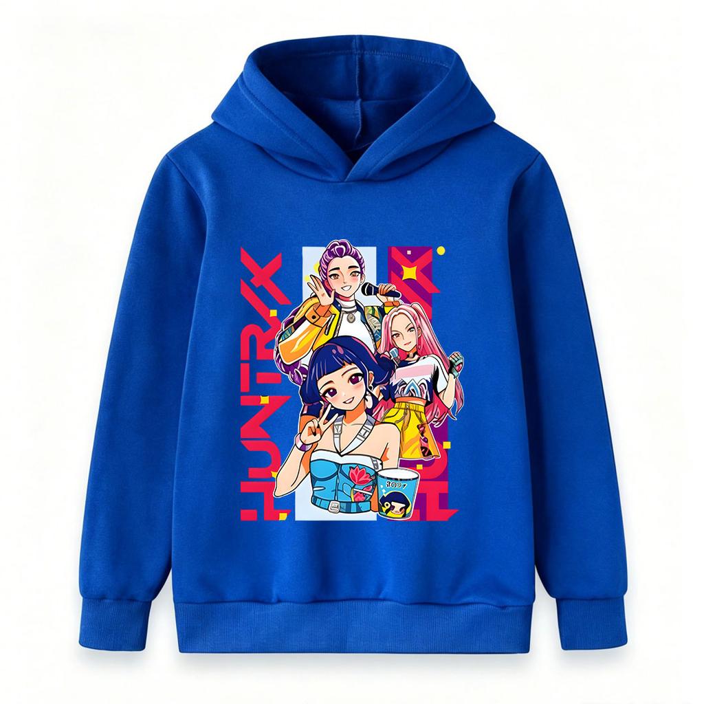 Kids Boys Girls Hoodie Cartoon Music Idol Group Print Long Sleeve Pullover Hooded Sweatshirt Casual Streetwear For Children Hip Hop Style Top