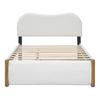 Letto piatto 140*200 cm, imbottito, con pratico letto estraibile su ruote, design minimalista, bianco