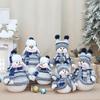 Cartoon Blue Fabric Snowman Doll Fabric Christmas Snowman Doll Swinging Skiing Doll  Xmas Gift