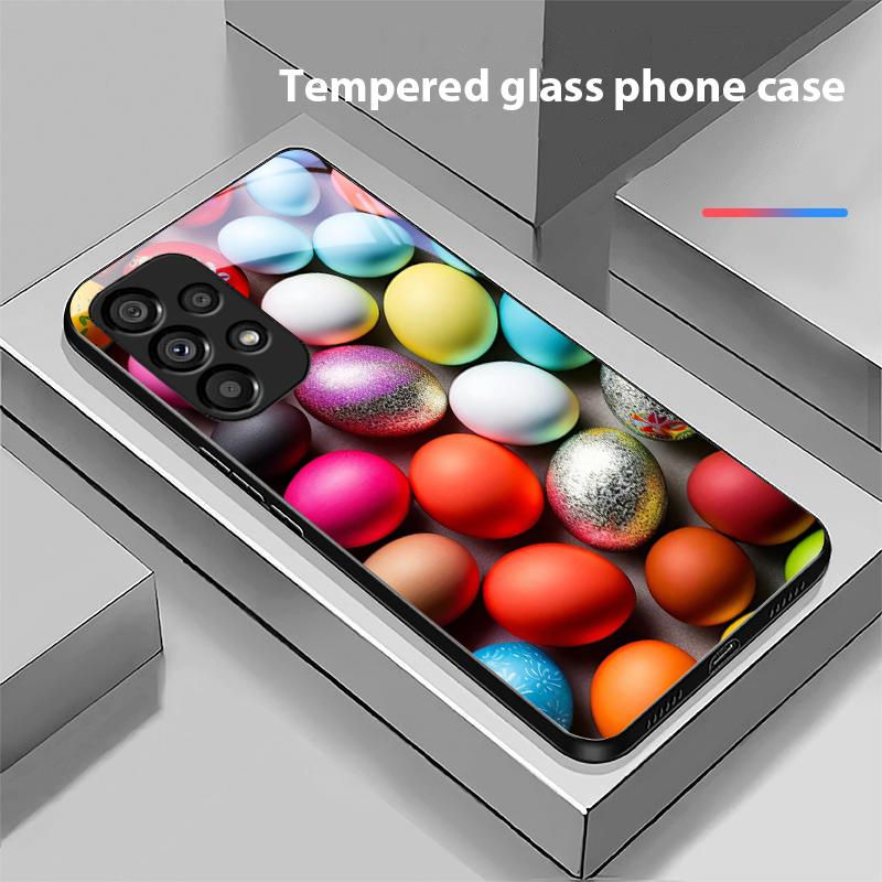 Colorful Flower Egg For Samsung Galaxy S10 S20 Plus S21 FE S22 S23 S24 FE S25 Ultra Black Tempered Glass Phone Case Hard Shell