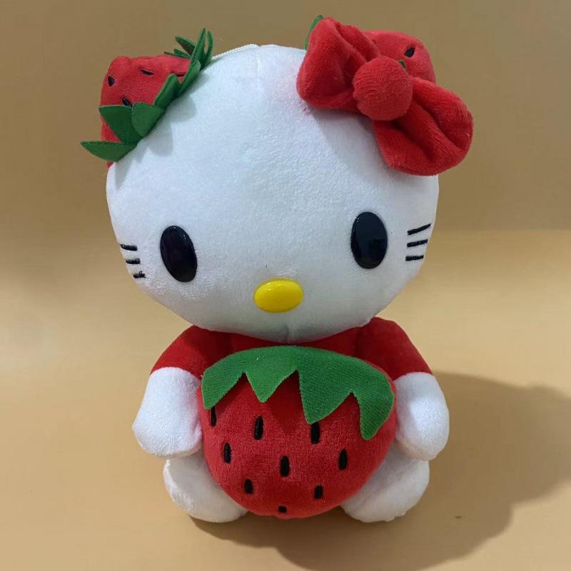 Cute HEllo KITTY KT Cat Hug Strawberry Love Cat Doll Toy