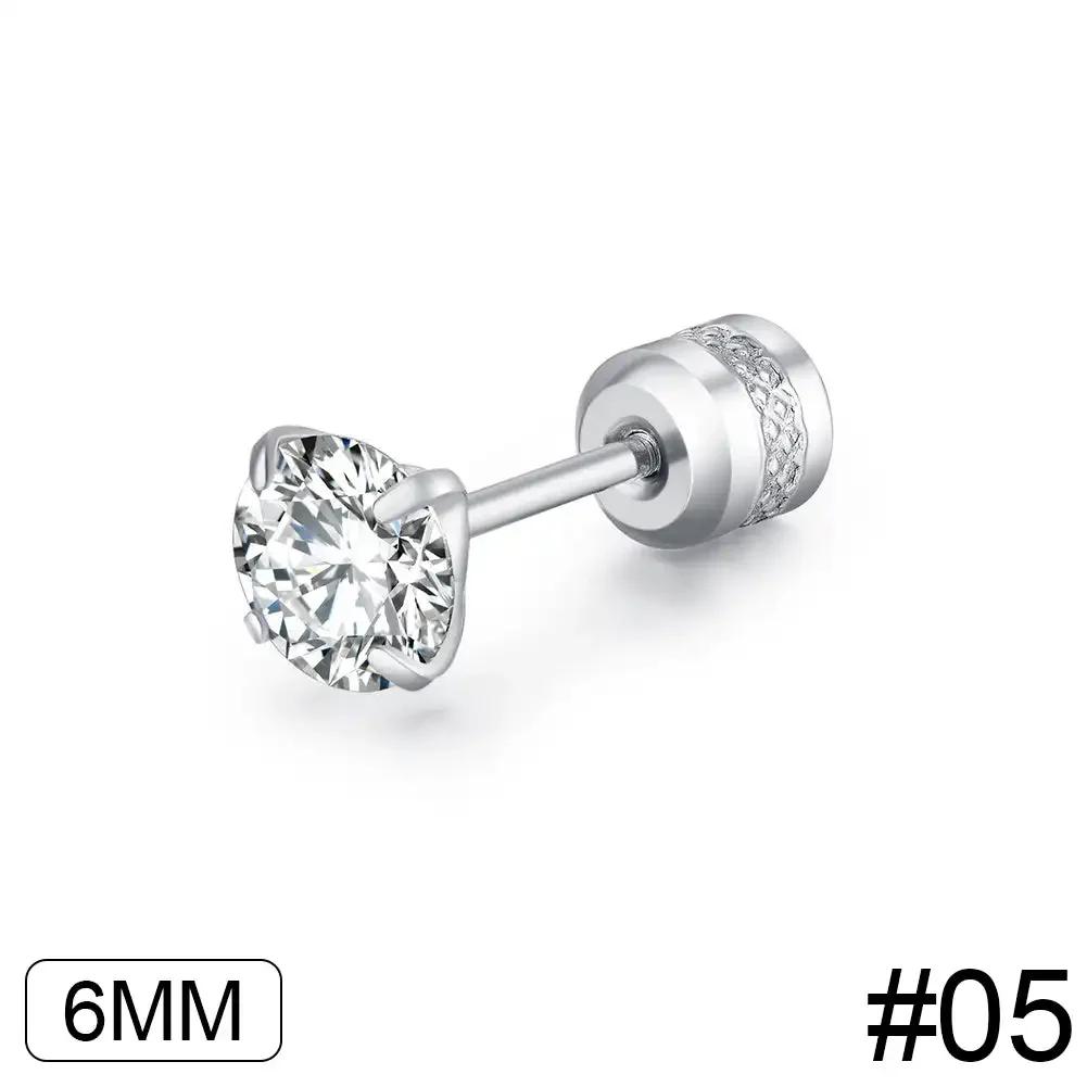Fashion Four Claw Zircon Cartilage Stainless Steel Ear Stud Crystal Zircon Earrings Piercing Jewelry Steel Clear